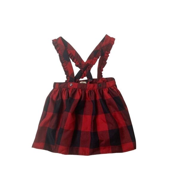 Girls Checkered Patterned Overall Dress - Picture 1 of 5